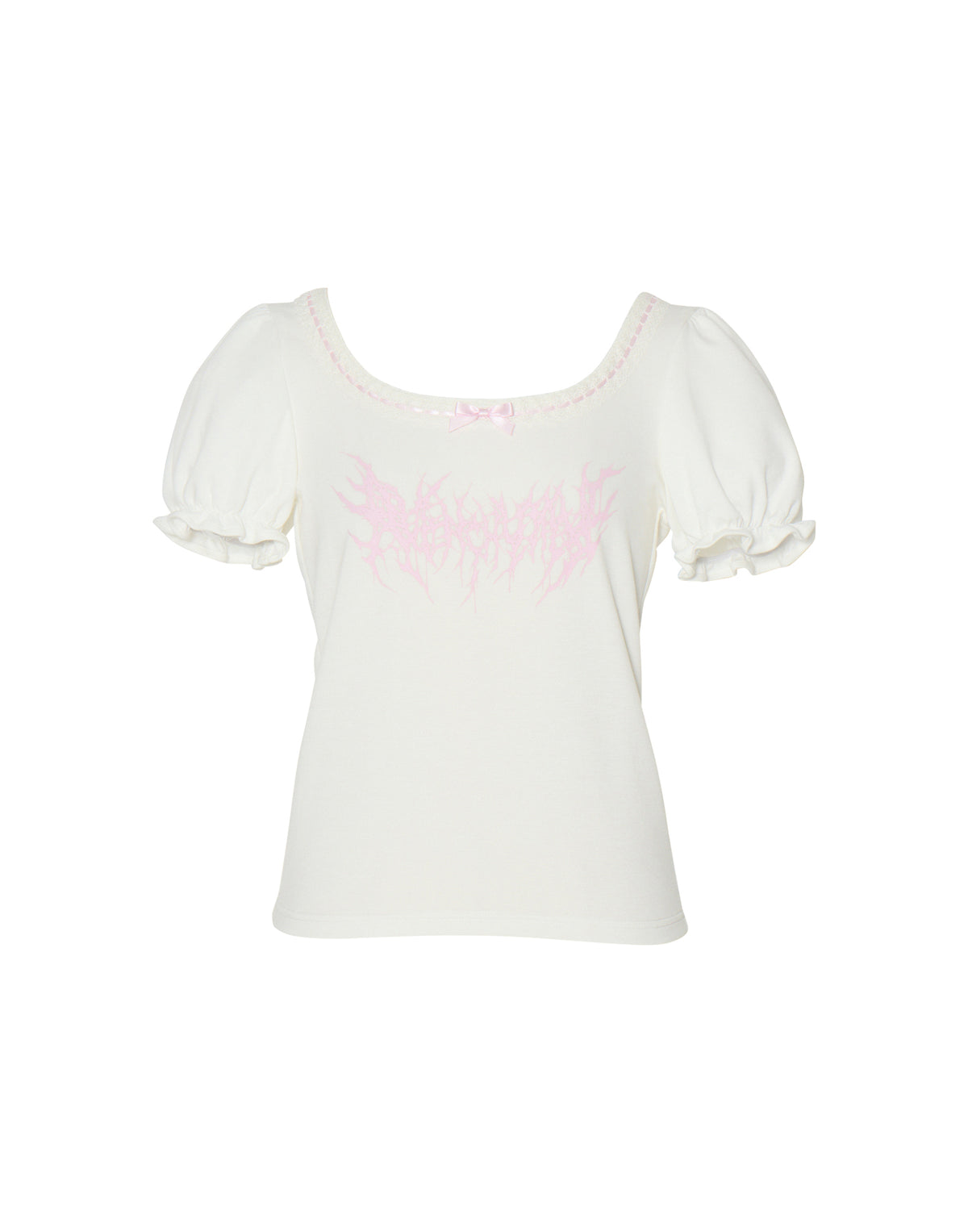 AVENCHUMU lace trimming puff t-shirt – AVENCHUMU （アバンチュウム）