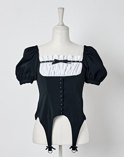 Blouse – AVENCHUMU （アバンチュウム） AVENCHUMU Love the frills blouse BLACK